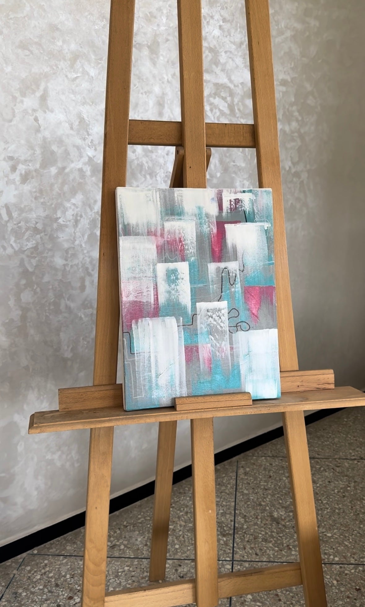 Tableau fait Ă la main + son chevalet en bois