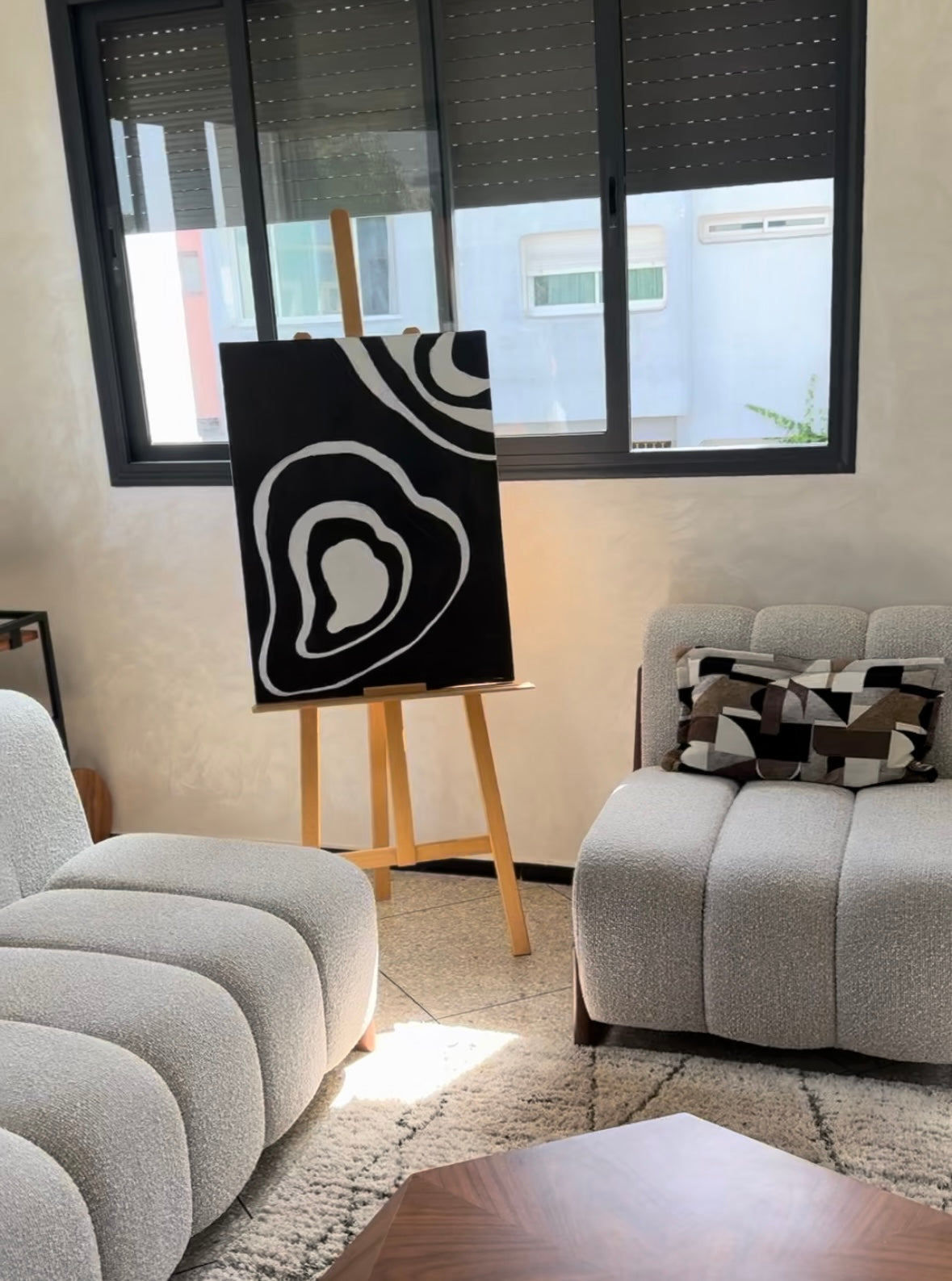 Tableau fait Ă la main + son chevalet en bois